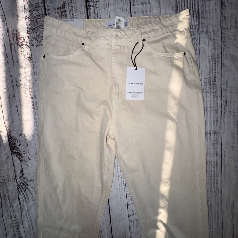 Paper & Denim Cloth Mens Relax Tapered Beige Jeans Size 36 X 32 NWT $72 - Picture 3 of 7